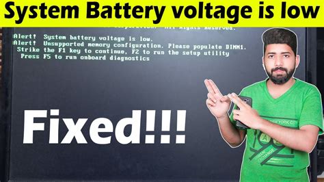 Dell XPS System will not turn on but gives the message system Battery Voltage is low. . System battery voltage is low dell